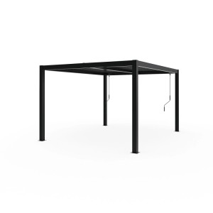 Schwarze Sojag Pergola Milo 1012 mit Lamellendach, Stahlkonstruktion, 365,5x297,5x224,6 cm.