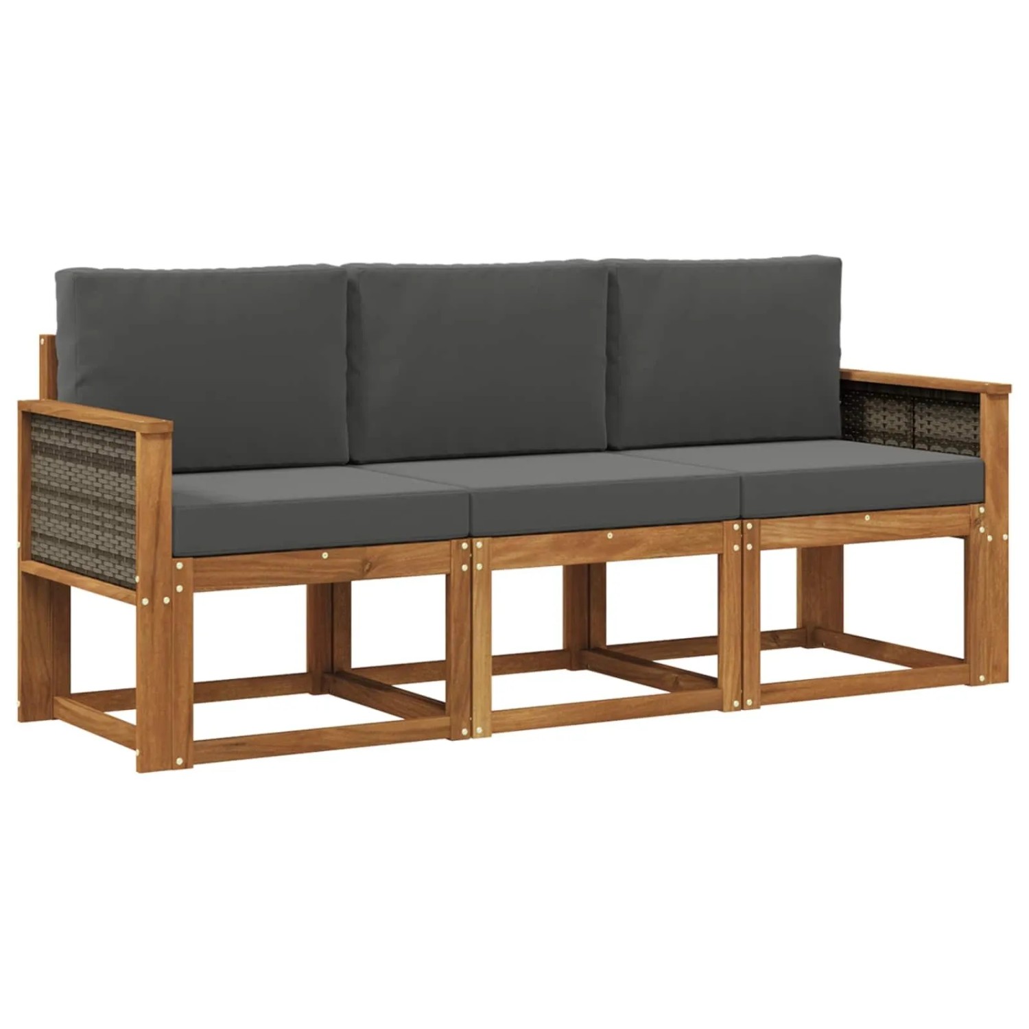 vidaXL Outdoor-Sofagarnitur mit Kissen 3 Stk Natur und Anthrazit 3384948