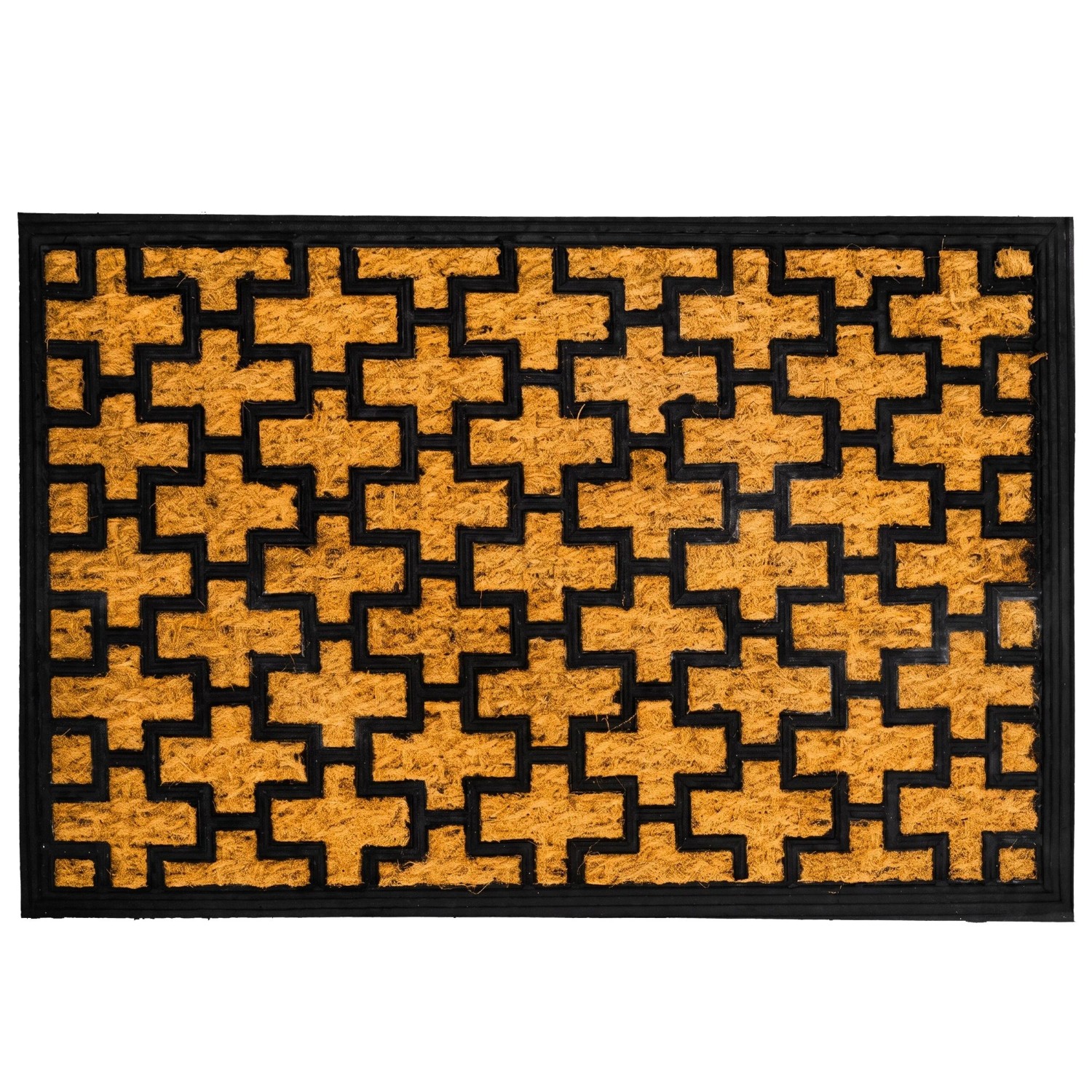 Relaxdays Fußmatte Kokosfaser Gummi Natur Schwarz Rutschfest Wetterfest für Innen und Außen 1,5 cm x 60 cm x 40 cm 1,9 kg