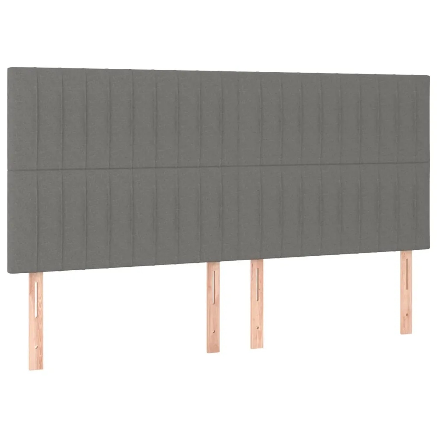 Dunkelgraues vidaXL Boxspringbett Kopfteil mit Stoffbezug und Holzfüßen.