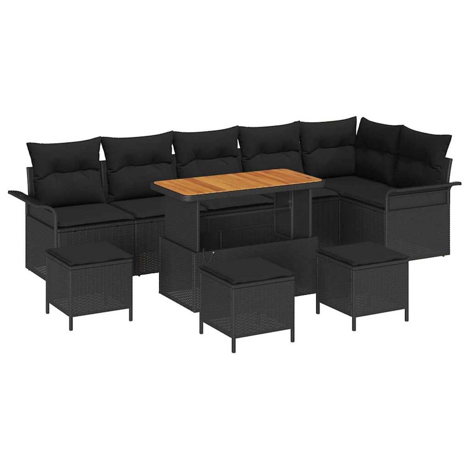 vidaXL Garten-Sofa-Set 10-Tlg Schwarz Poly Rattan 3362159 günstig online kaufen