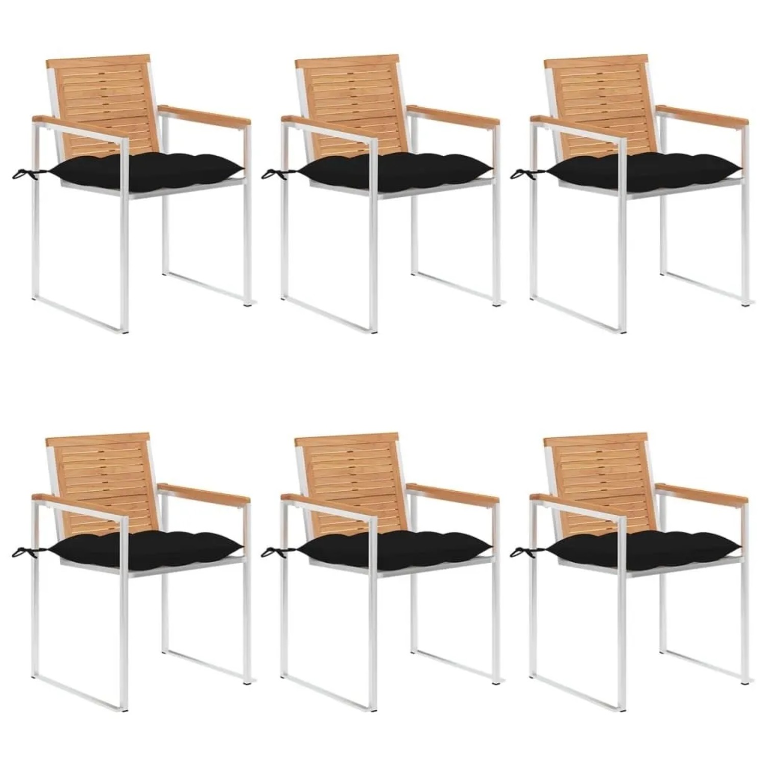 vidaXL Gartenstühle 6 Stk mit Kissen Massivholz Teak 3078603 günstig online kaufen
