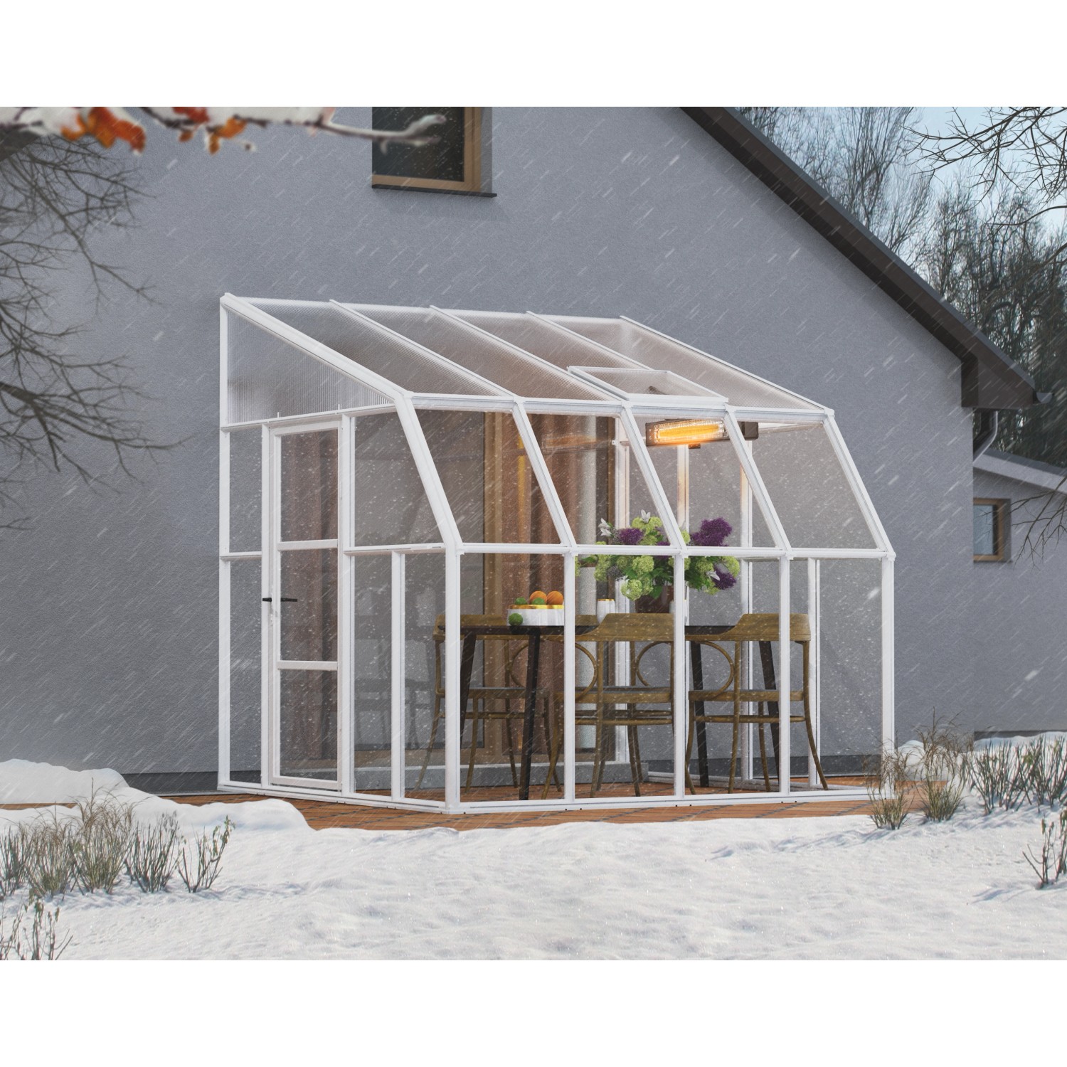 Palram - Canopia Gewächshaus Sun Room 260 cm x 257 cm Weiß günstig online kaufen