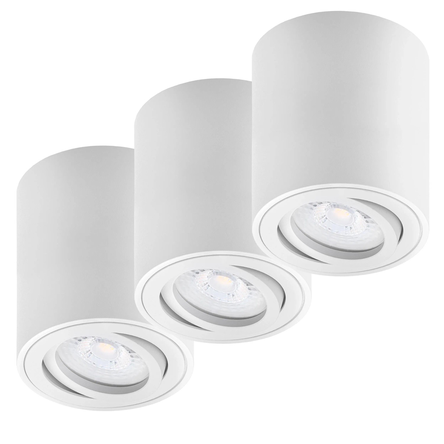 Oktaplex Lile M 3er Set Aufbauspot Energieklasse A Weiß Schwenkbar 30° Warmweiß 3000K 1,9W 230V LED-Deckenstrahler Rund