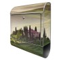 Silberner Banjado Design Briefkasten mit Toscana Motiv und Zeitungsfach.