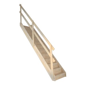 StarWood Treppe Korfu Fichte, gerade Treppe mit Holzgeländer und Setzstufen.