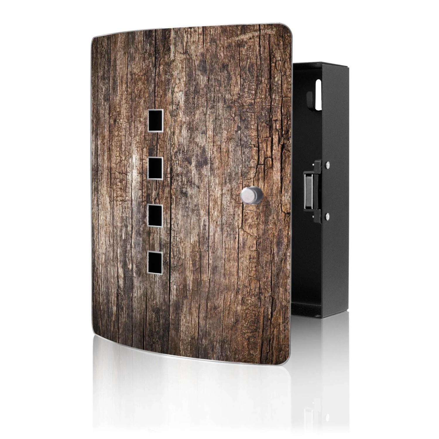 Banjado Design Schlüsselkasten Aus Edelstahl Für 10 Schlüssel 24x21,5x7cm Mit Magnetverschluss Motiv Altes Holz