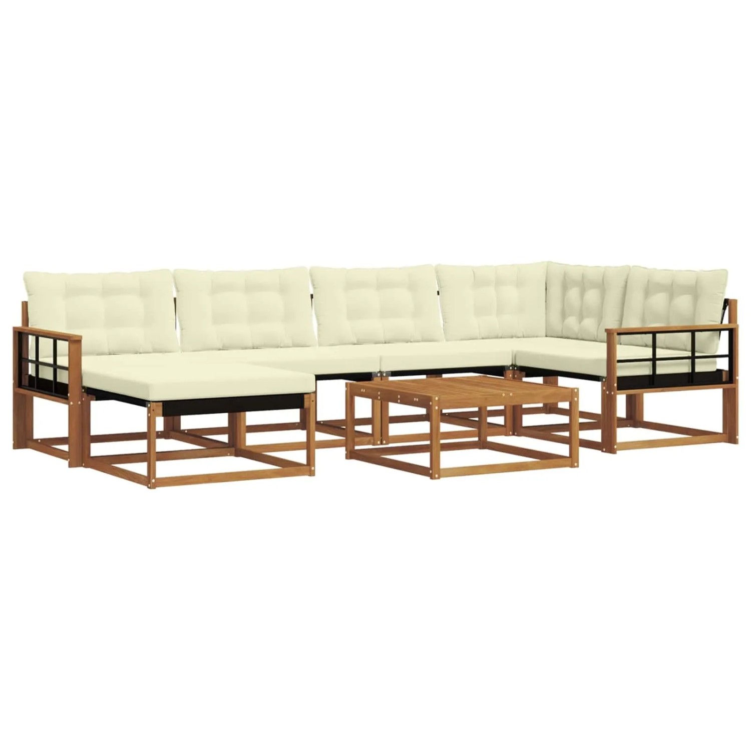 vidaXL Outdoor-Sofagarnitur 19-Tlg Natur und Creme Massivholz Akazie 3369653
