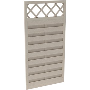 Lasiertes Sichtschutzzaun-Element Country Cream, 180x90cm, mit Lattenzaun-Abschluss.
