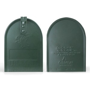Grüner Banjado US Briefkasten mit E-Gitarren Motiv, Stahl, 48x22x16cm.