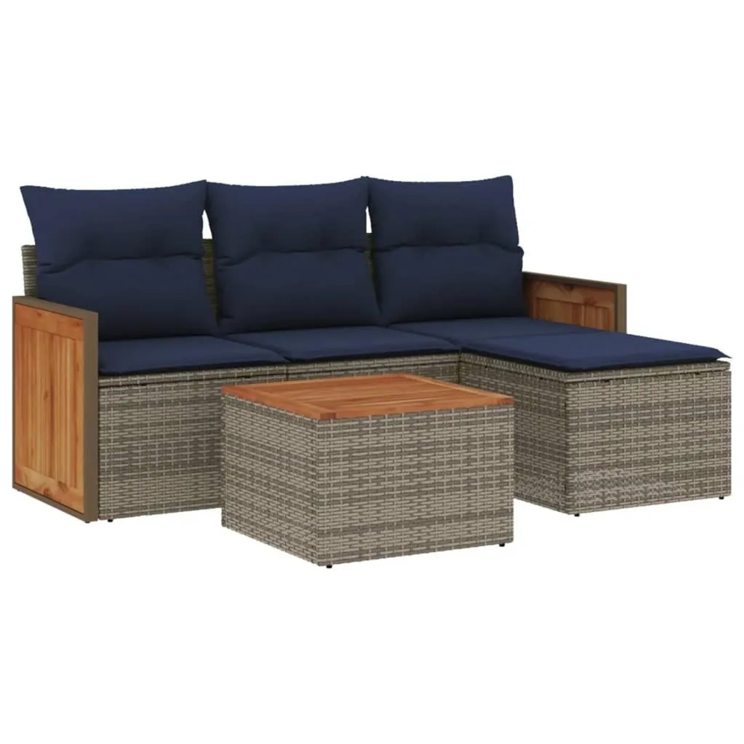 vidaXL 5-Tlg Gartensofa-Set mit Kissen Grau Polyrattan 3227594 günstig online kaufen