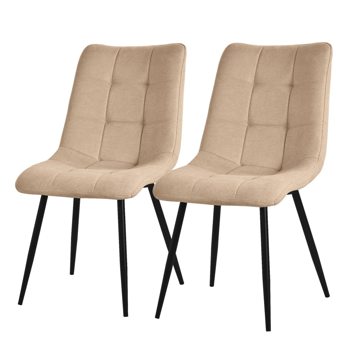 ML-Design Esszimmerstühle 2Er Set Hellbraun Stoffbezug Metallbeinen