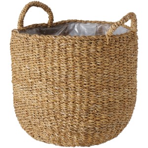 Runder Boltze Home Pflanzkorb Sophy M aus Seegras in Natur mit zwei Henkeln.