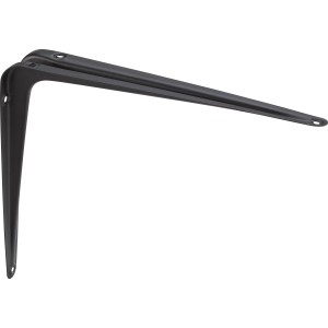 Schwarze Stahlblech-Konsole, 35x30 cm, für Regale und Arbeitsplatten.