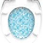 Eisl WC-Sitz Mosaik blau-orange, Duroplast mit Absenkautomatik, O-Form für Standard WCs.