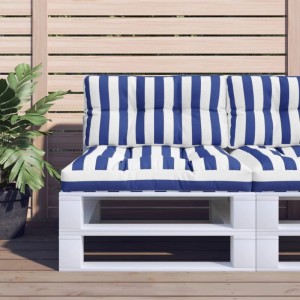 vidaXL Palettenkissen, 2-teilig, blau-weiß gestreift, für Palettenmöbel im Garten.