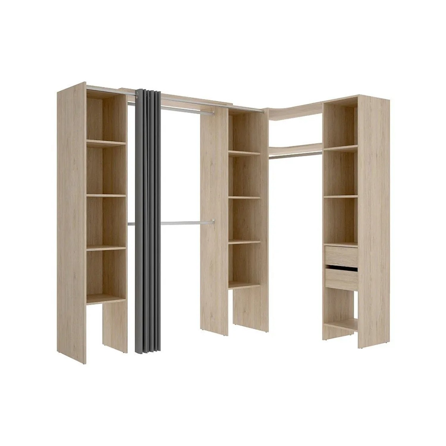 Vente-unique Offener Kleiderschrank Dorian Naturfarben Hell 164 cm  234 cm