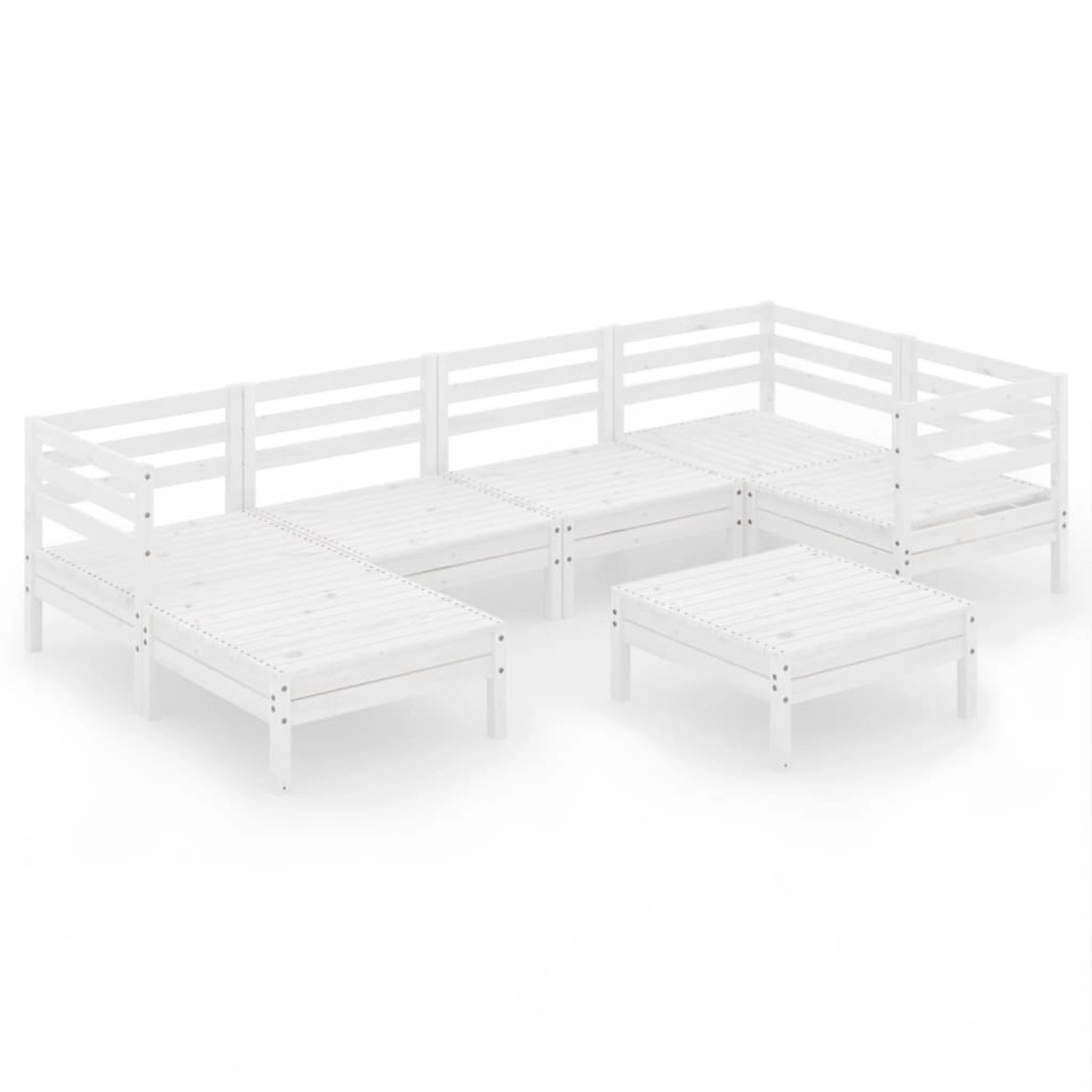 vidaXL 7-Tlg Garten-Lounge-Set Massivholz Kiefer Weiß 3082960