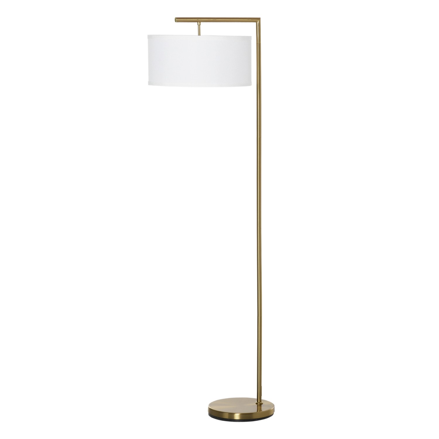HOMCOM Stehlampe E27 Sockel Metall Stahl Leinen Gold Weiß 47 x 37 x 153 cm günstig online kaufen