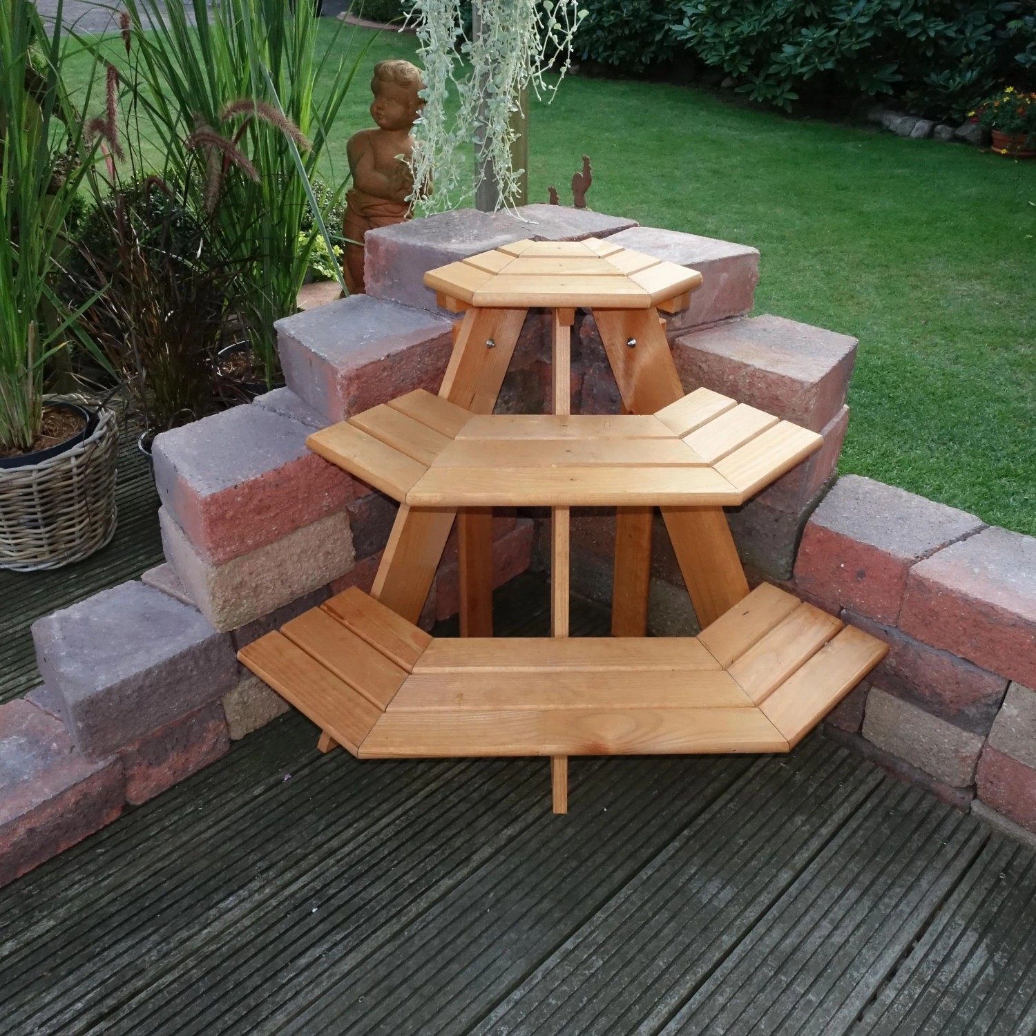 Promadino Blumentreppe Eck Holz 3-stufig Honigbraun kaufen bei OBI