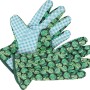 Baumwoll-Gartenhandschuhe im 3er-Set, Größe 8, mit grünem Blätter- und Punktmuster.