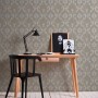 Barock Tapete in Silber-Braun mit Ornament-Muster von PROFHOME. Dekorative Wandgestaltung.