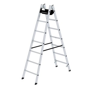 PROREGAL Sprossen-Stehleiter, 2x7 Sprossen, aus Aluminium. Leiter für sicheren Stand.