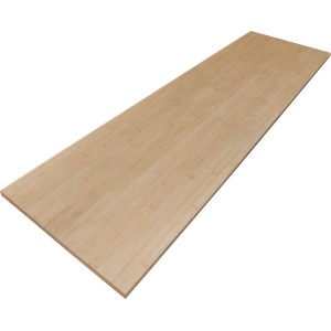 Massivholz Arbeitsplatte aus Bambus, 240x63,5x2,7cm, helle Holzmaserung.
