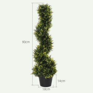 Künstlicher Zedernbaum (90cm) im Topf, spiralförmig, für Innen- und Außenbereich.