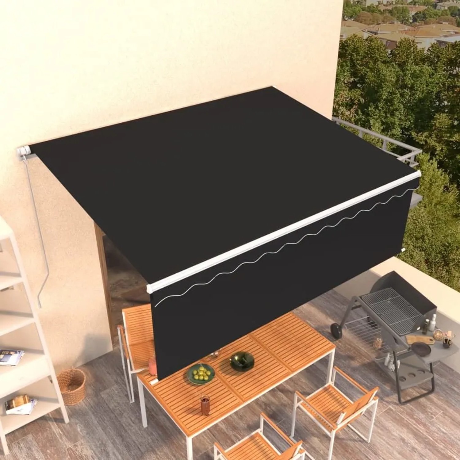 vidaXL Markise Manuell Einziehbar mit Rollo 4x3 m Anthrazit 3069299_2