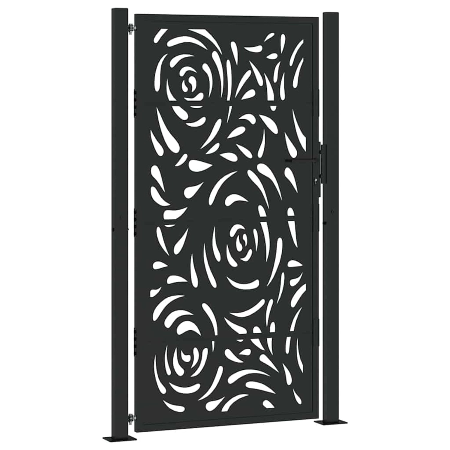 vidaXL Gartentor Schwarz 105 x 180 cm Stahl Flammendesign 4100992 günstig online kaufen