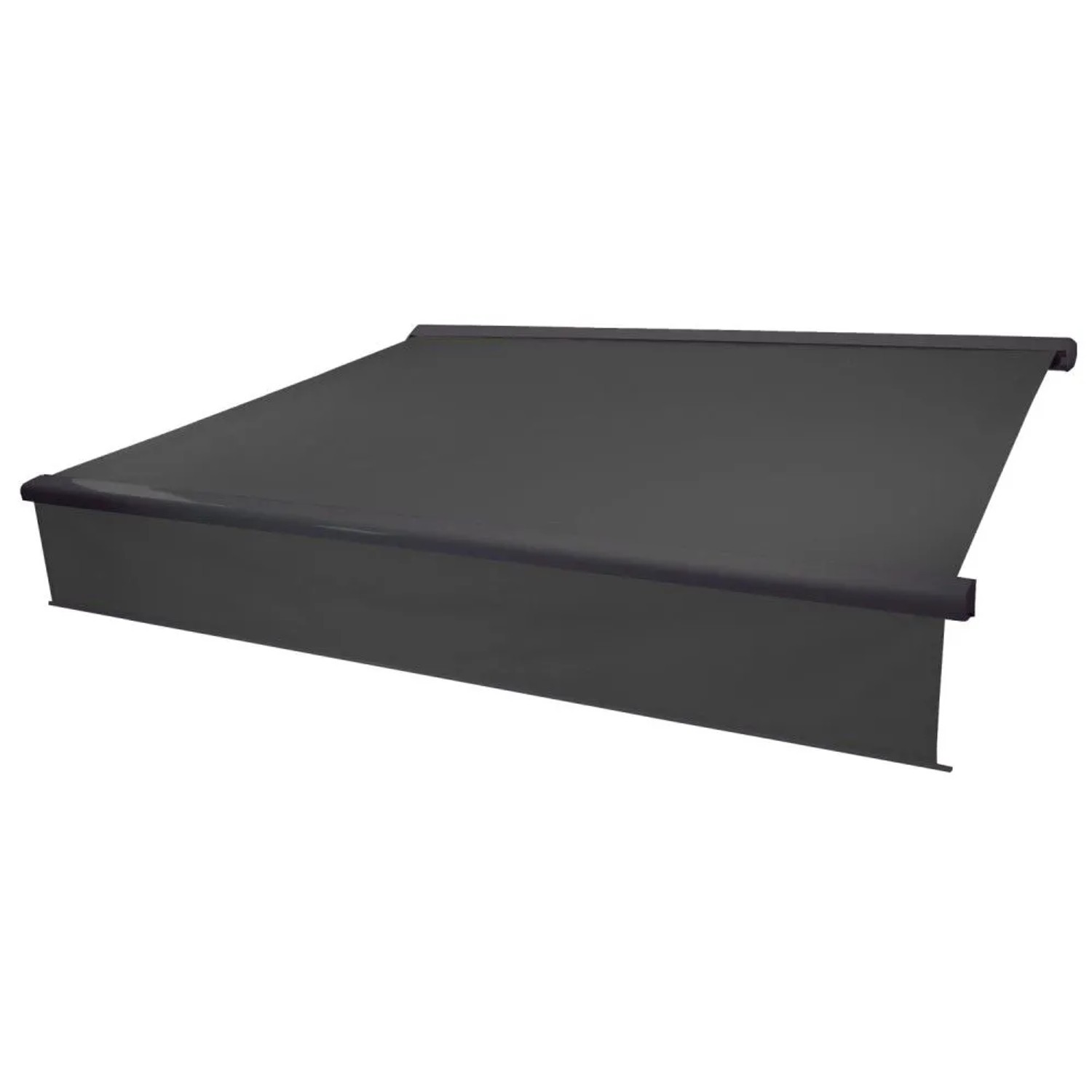 MCW Kassetten-Markise H124 Volant Ausfahrbar 4x3m Polyester Anthrazit Anthrazit