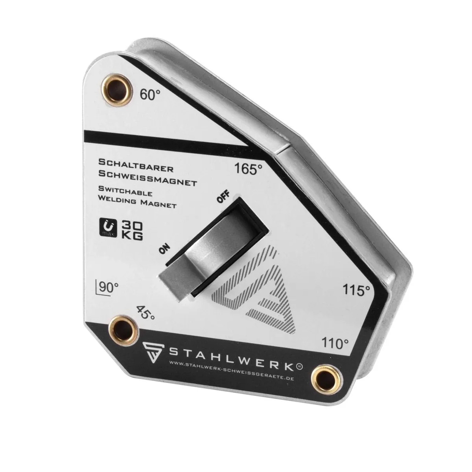 STAHLWERK Magnet-Schweißwinkel schaltbar 45 - 165 Grad 30 kg / 66,bs