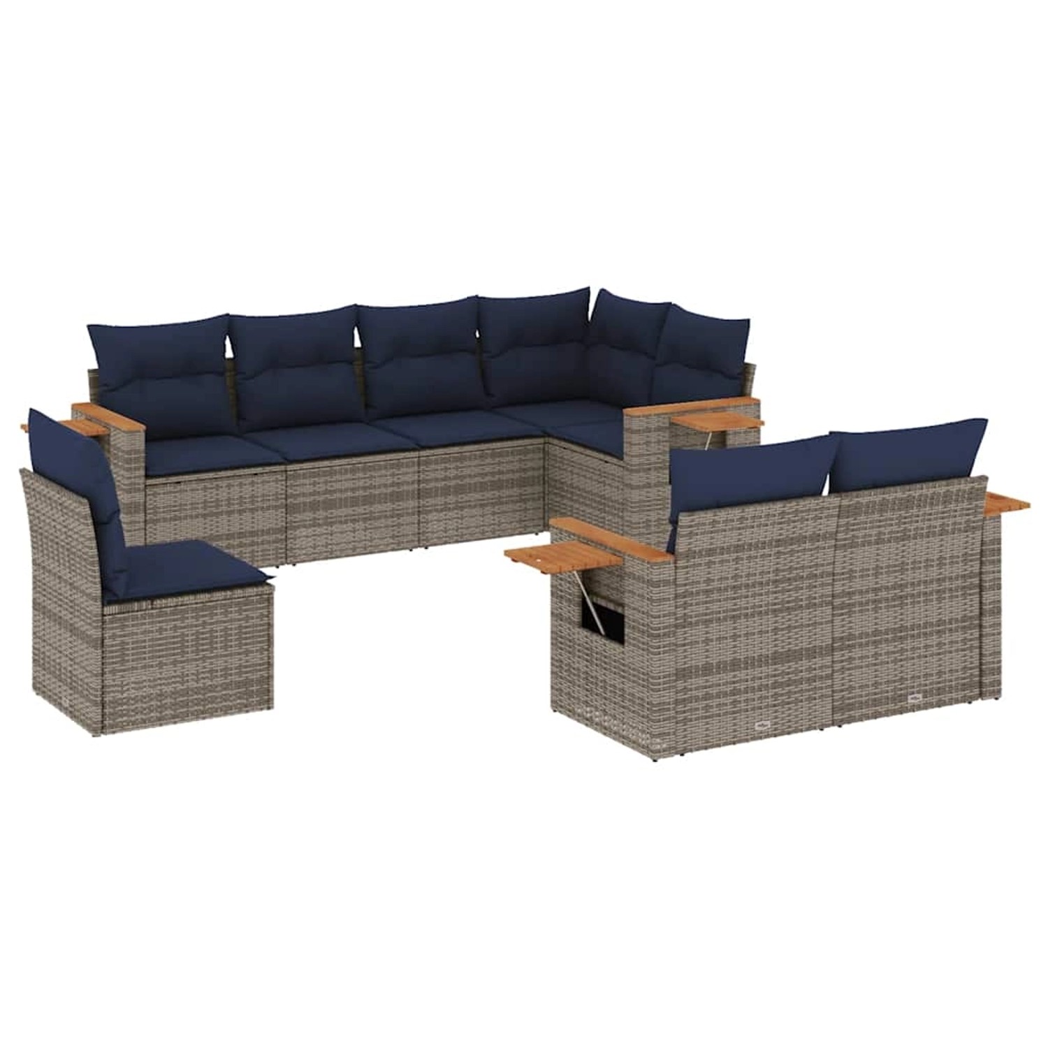 vidaXL 8-Tlg Garten-Sofagarnitur mit Kissen Grau Poly Rattan 3227006 günstig online kaufen