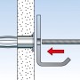 Fischer HM 5x65 Hohlraumdübel mit Schraube in Wand montiert, Funktionsweise dargestellt.