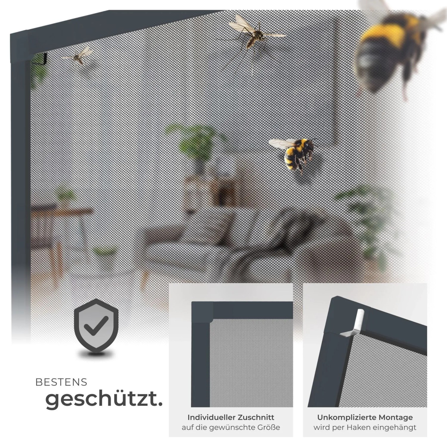Tectake Fliegengitter Mit Aluminiumrahmen  Für Fenster  Zuschneidbar Wetter  und Uv Beständig 80 x 100 cm 1 x 80 x 100 cm Anthrazit_3