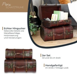 HMF 6412700 Schatztruhe Schatzkiste Holztruhe Vintage Koffer 2er Set Versch Größen Peru