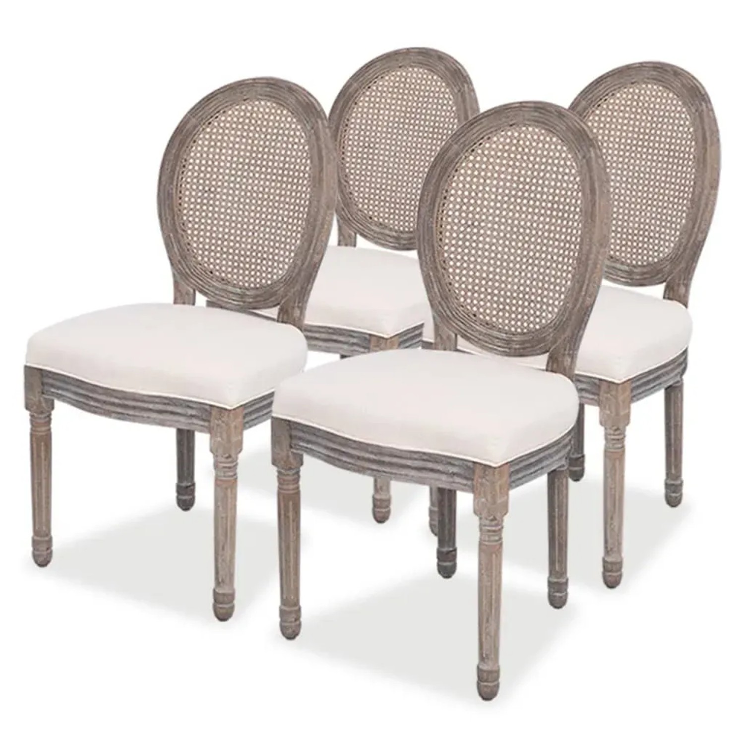 vidaXL Esszimmerstühle 4 Stk Creme Stoff 244090