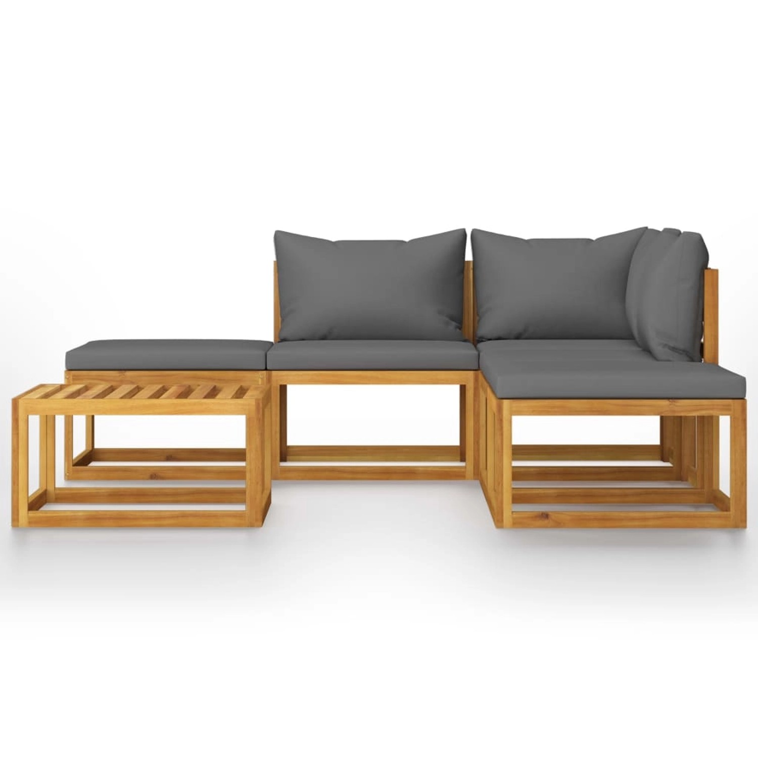 vidaXL 6-tlg. Garten Lounge Set aus Akazienholz mit grauen Auflagen. Gartenmöbel für Terrasse und Garten.