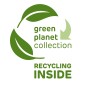 4rain Zisterne: Grünes Logo "Green Planet Collection" mit Recycling-Hinweis.