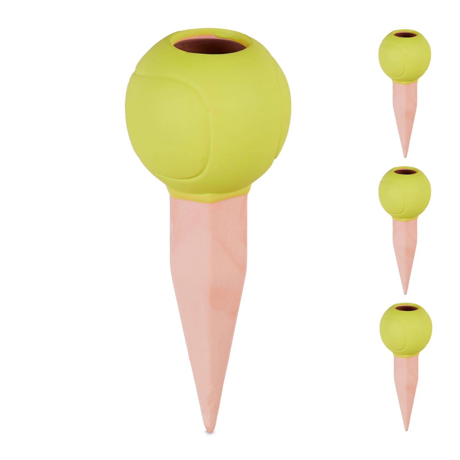 Relaxdays Tonkegel 4er Set Keramik Gelb Terrakotta für PET-Flaschen 17,5 cm x 7 cm