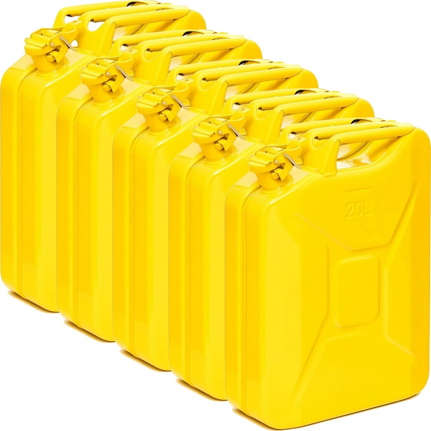 BW Kraftstoffkanister Metall Benzinkanister 5x 20 Liter Gelb RAL 1018 TÜV-geprüft und UN-Zulassung Made in Europe