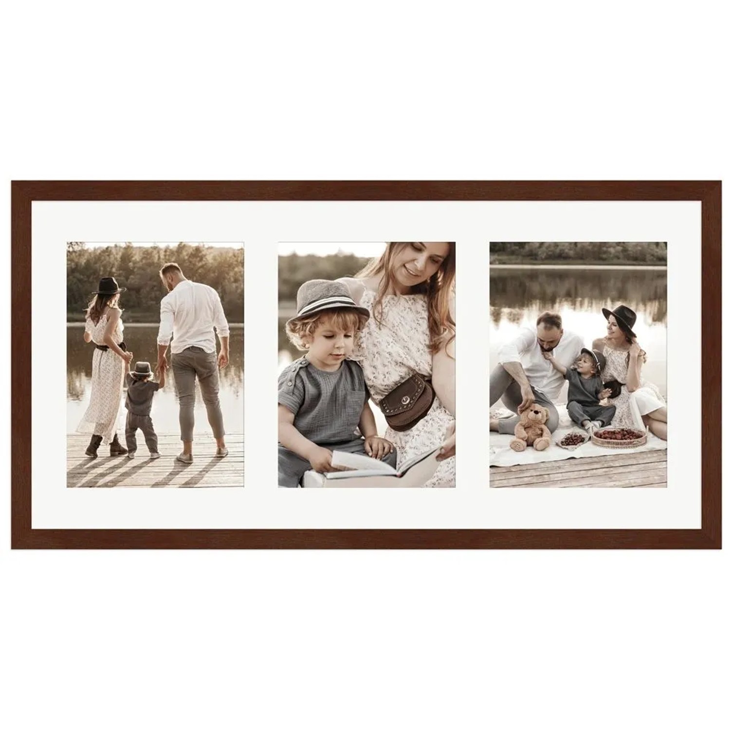 WANDStyle Galerierahmen G950 in Nussbaum-Optik 25 x 50 cm für 3 Bilder im Format 13 x 18 cm