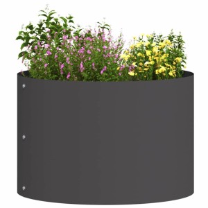 Set aus 5 schwarzen vidaXL Pflanzenringen aus Stahl, 30x30x20 cm, für den Garten.