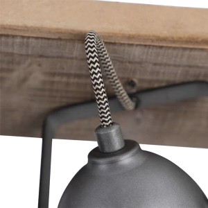 Detailaufnahme: QAZQA Industrie-Spot Emado, Stahl/Holz, 3-flammig, kippbar. Industrie-Lampe für Wohnzimmer & Flur.