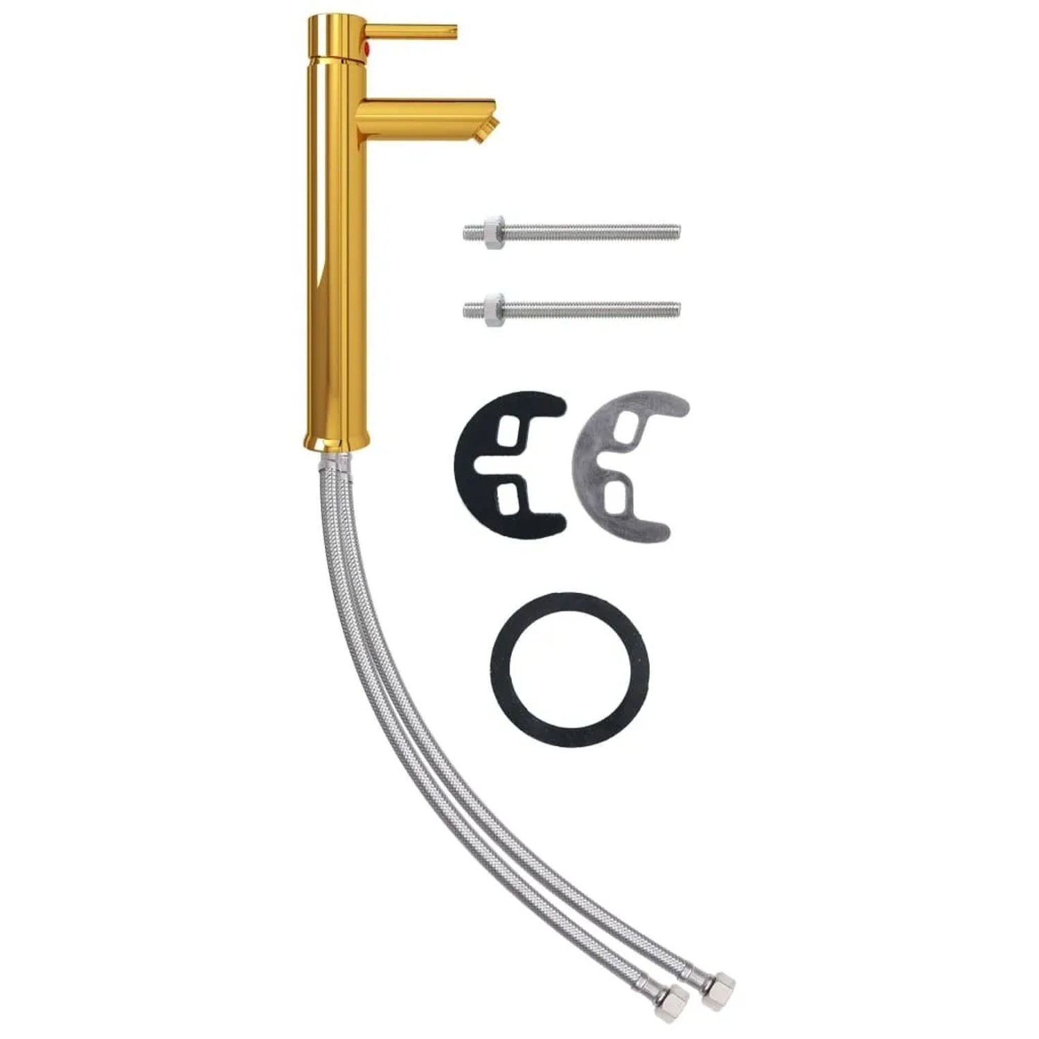 vidaXL Waschtischarmatur gold mit Zubehör für Einzelwaschtische.