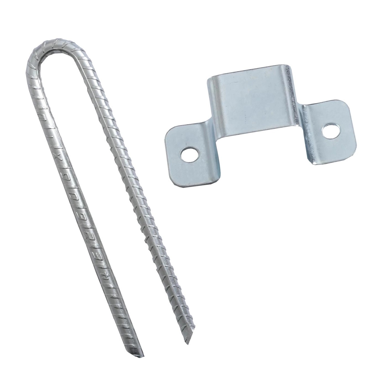 Fixierzubehör für MCW Fahrradgarage N61: Hering und Halterung.