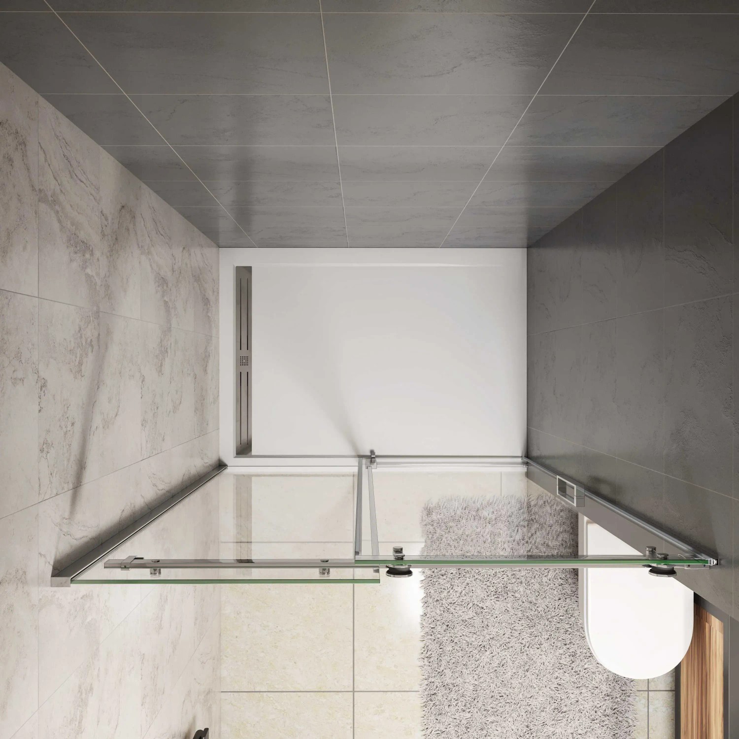 AICA Duschkabine 110x195cm mit Schiebetür, 8mm ESG-Glas, Nischentür, Duschabtrennung