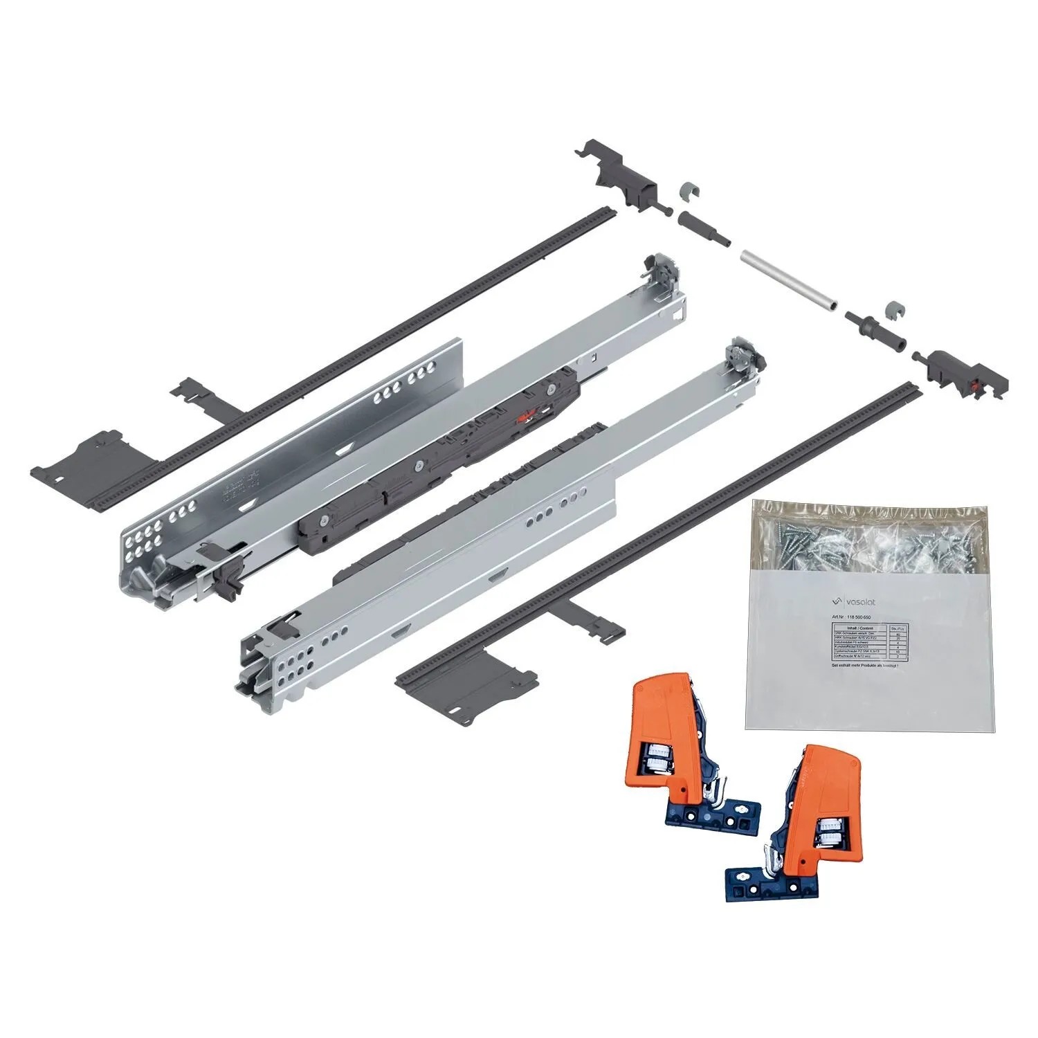 vasalat Set Blum Movento Blumotion Schubladenschienen 520 mm 40 kg mit Seitenstabilisierung
