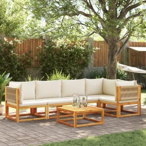vidaXL 6-Tlg Gartensofa-Set mit Kissen Holz Akazie & Seil 3278852